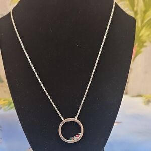 Elegant Silver Necklace with Multicolor Gemstones